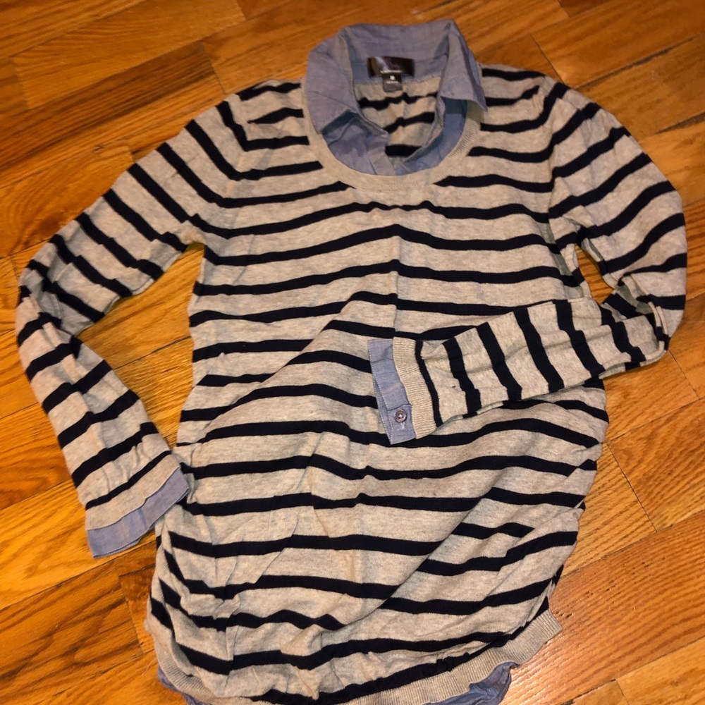 Cute Maternity Sweater with Shirt collar attached